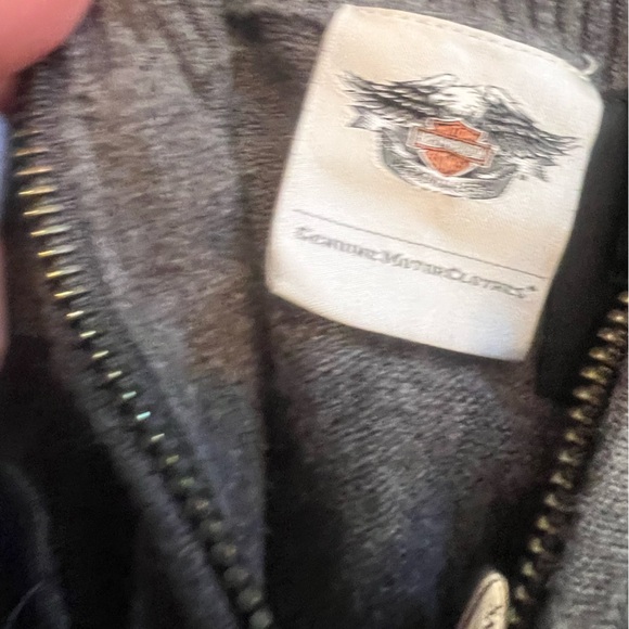 HARLEY DAVIDSON ZIP SWEATER MEDIUM GREY KNIT LOGO ON SLEEVES. - Picture 2 of 11